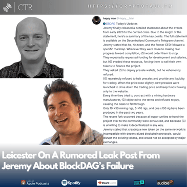 Leicester On A Rumored Leak Post From Jeremy About #BlockDAG’s Failure (OOC) [COLORFUL LANGUAGE]