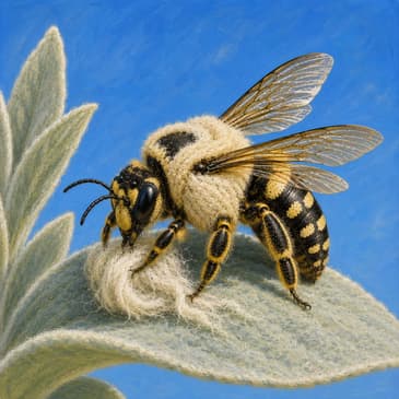 A Wild Bee That Shears Wool from Plants - The Wool Carder Bee