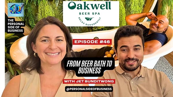 Jessica and Damien Zouaoui of Oakwell Beer Spa with Jet Bunditwong
