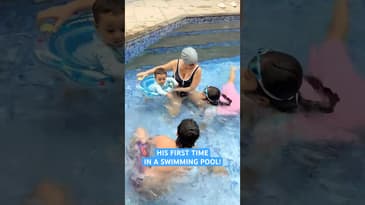 MY SON’s FIRST TIME swimming 🏊🏽 👶 #RaphaelDiaries