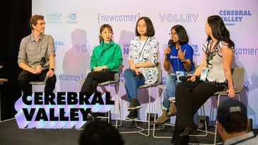 Cerebral Valley: Lisha Li, Medha Basu, Chun Jiang, and Caroline Zhang with Max Child