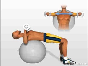Chest Exercises: Dumbbell Press on swiss ball