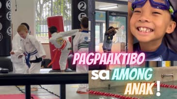 Thirdy’s getting  physically active- swimming and doing Karate with parents, Barok and Takya