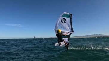 Chris Macdonald and Benjamin Castenskiold wingfoiling in La Ventana, Mexico