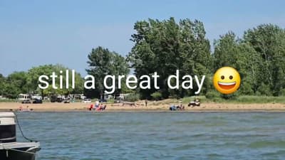 Wow, boat was rocking.  Hot day at Caseville Beach. 