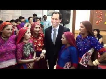 Consul General Haas with Ahir crafts women in Ahmedabad