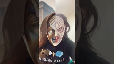 #AI transition, wearing a #halloween #mask