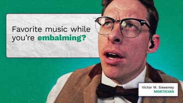 Do you listen to music while you're embalming?  Mortician Victor M. Sweeney has a specific jam.