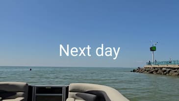 Very hot day on the sandbar on the pontoon boat. 
