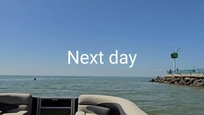Very hot day on the sandbar on the pontoon boat. 