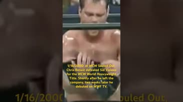 1/16/2000: at WCW Souled Out, Chris Benoit defeated Sid Vicious for the WCW World Heavyweight Title.