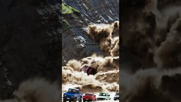 Landslide Chaos With Trucks With Water Flood #shorts