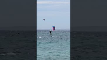 The Ensis Roger Parawing with a harness in overpowered conditions in La Ventana