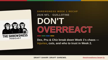 Shrewdness Guillotine Fantasy Football:  Don't Overreact to Week 1