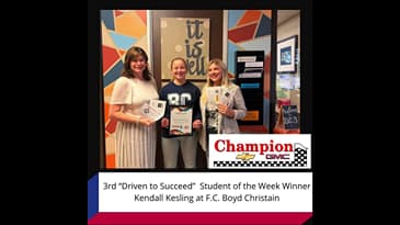 3rd Student of Week  F.C. Boyd Christain School Kendall Kesling