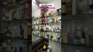 BATHROOM BEAUTY SHELF VANITY TOUR 🫶🏾