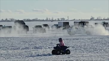Drag racing on the ice on Lake Saint Clair 2ft of ice. So cold.