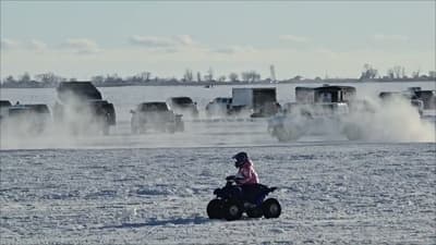 Drag racing on the ice on Lake Saint Clair 2ft of ice. So cold.
