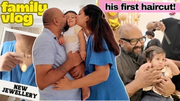 A day in our lives AS A FAMILY! Mom, dad and baby's first haircut | Aanam C