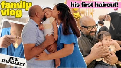 A day in our lives AS A FAMILY! Mom, dad and baby's first haircut | Aanam C
