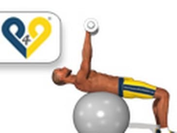 Dumbbell presses on swiss ball