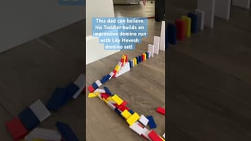 Toddler builds difficult run with Lily Heves domino set! #shorts #parenting #dad #toddlers