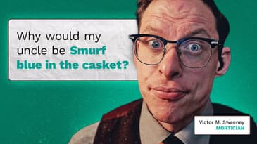 What causes BLUE SKIN in the casket?  Mortician Victor M. Sweeney has the answer.