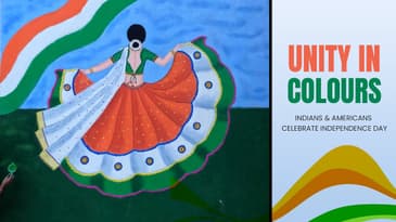 Americans and Indians celebrate Indian Independence Day with a Rangoli