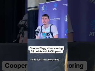 Dallas Mavericks Cooper Flagg speaks after scoring 35 points vs the Clippers.