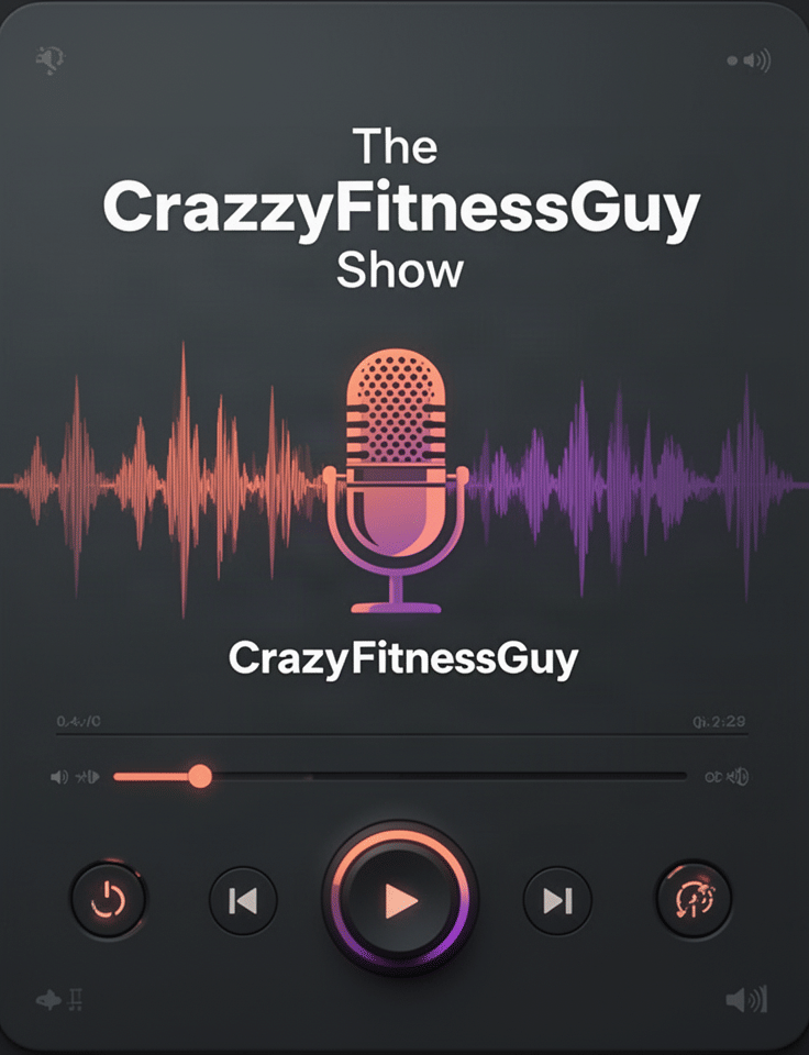 The CrazyFitnessGuy Show podcast player artwork with the CrazyFitnessGuy name clearly visible