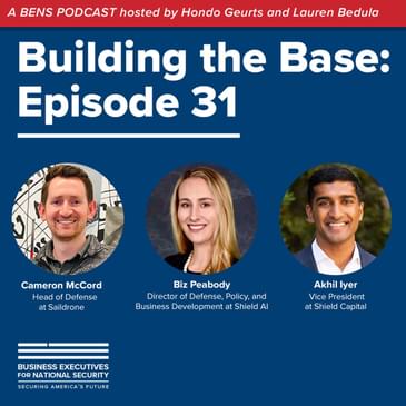 Biz Peabody, Director of Defense Policy & Business Development at Shield AI, Cameron McCord, Head of Defense at Saildrone, and Akhil Iyer, Vice President at Shield Capital