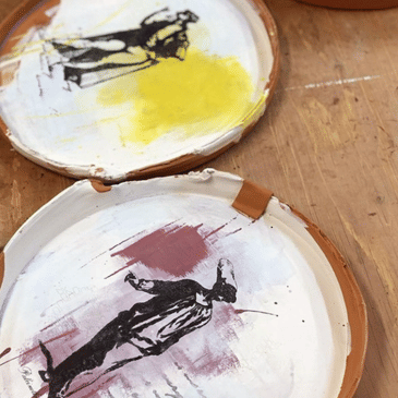 Miche Follano: A potter who uses brilliant colours and surface design in her work.