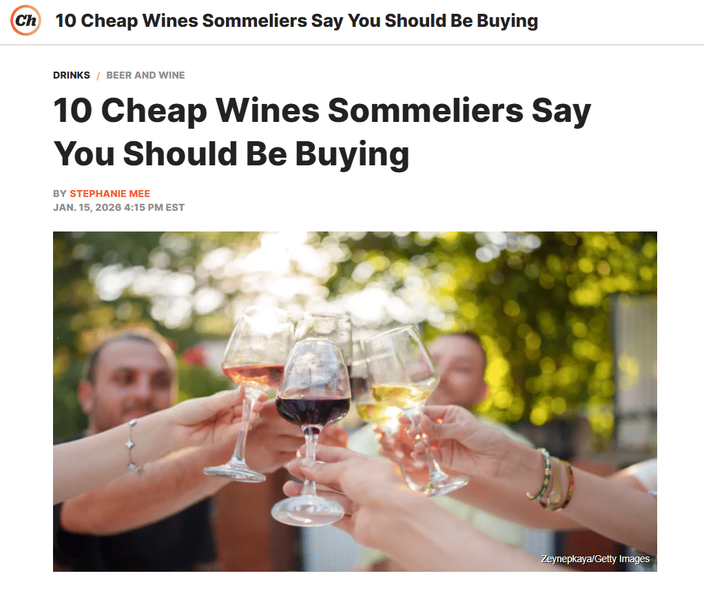 We've Been Featured in Chowhound! Check Out Our 4 "Cheap Wine" Recommendations