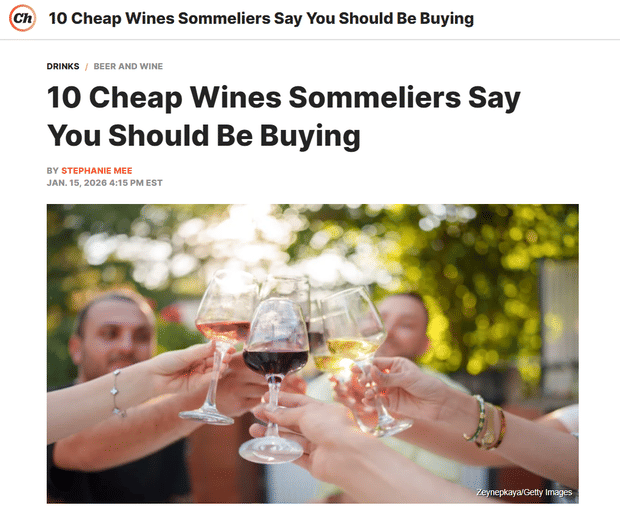 We've Been Featured in Chowhound! Check Out Our 4 "Cheap Wine" Recommendations