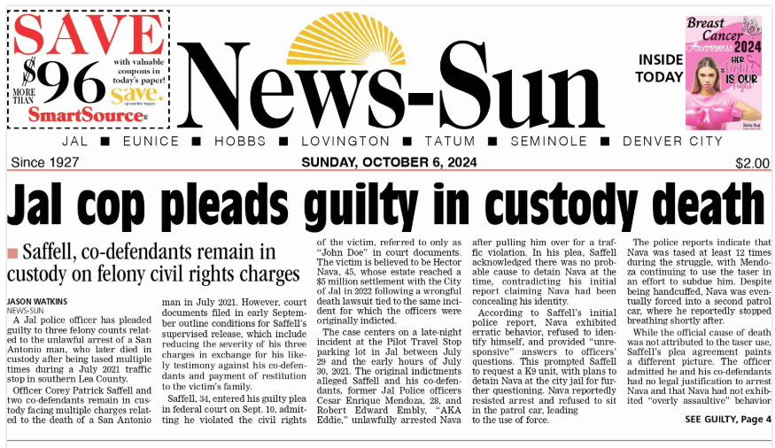Jal Cop Pleads guilty in custody death