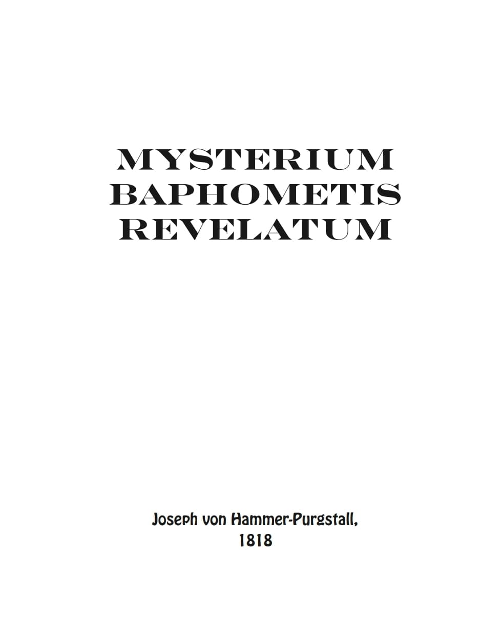 Mysterium Baphometis Revelatum - Hammer-Purgstall