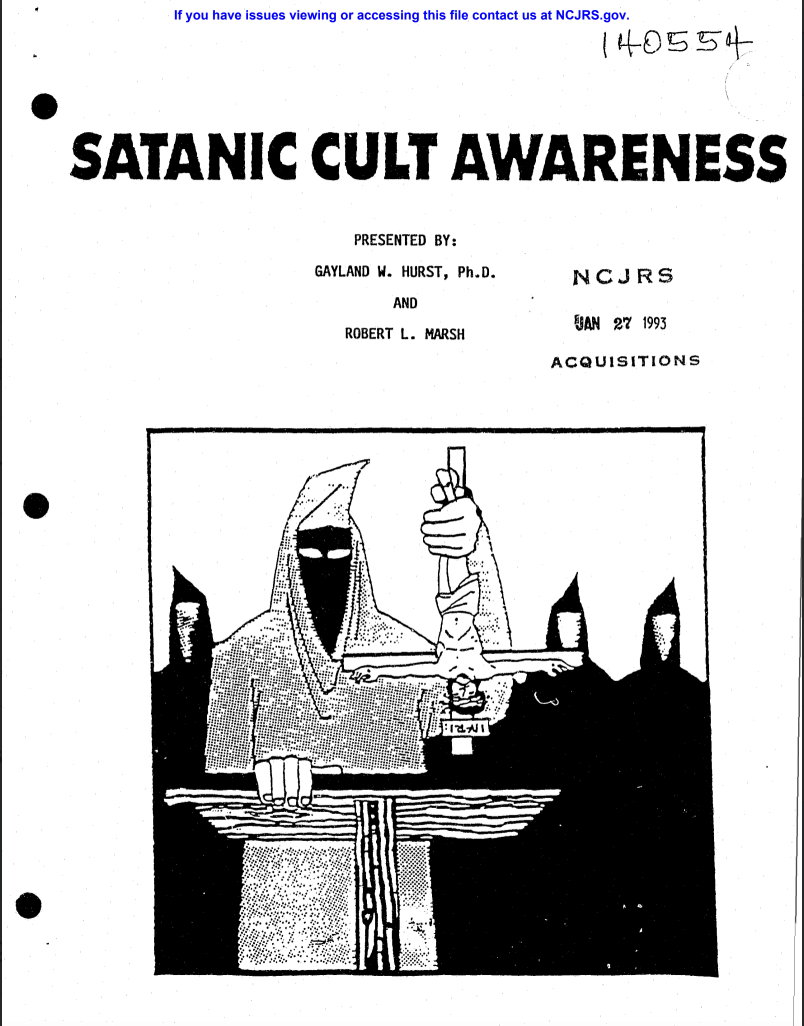 Satanic Cult Awareness Training Manual - National Criminal Justice Reference Service