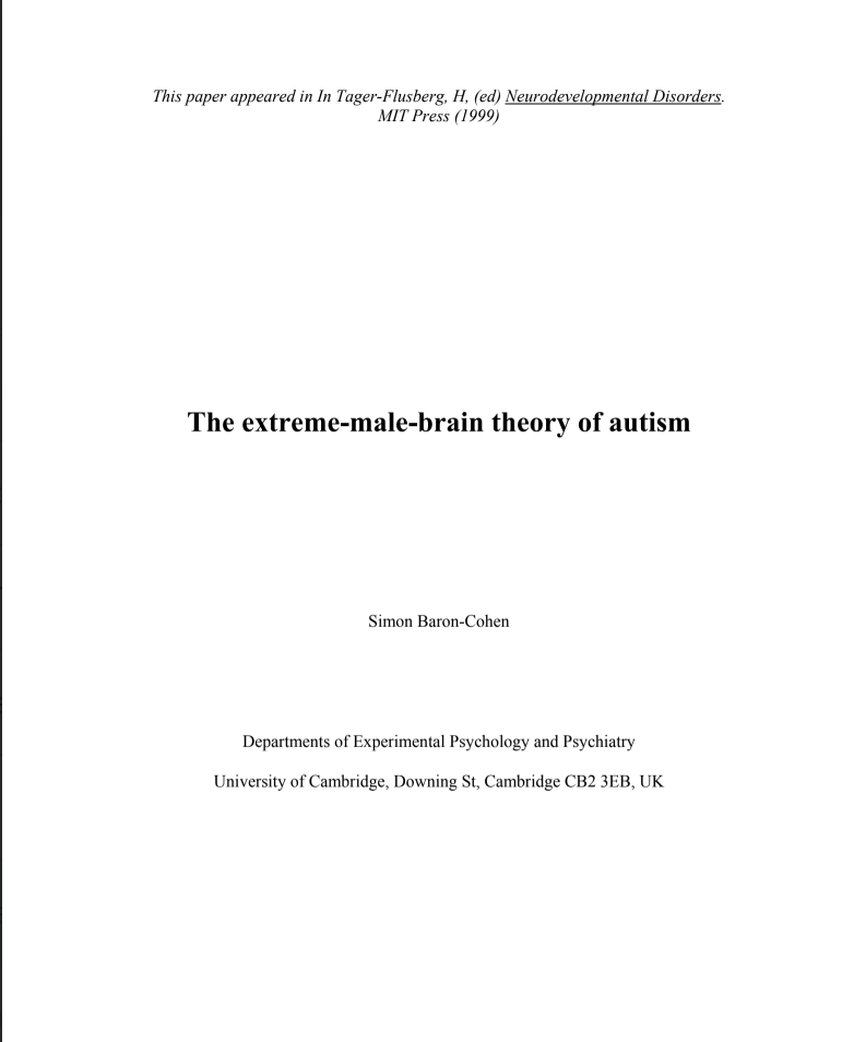 The Extreme Male-Brain Theory Of Autism - Simon Baron-Cohen