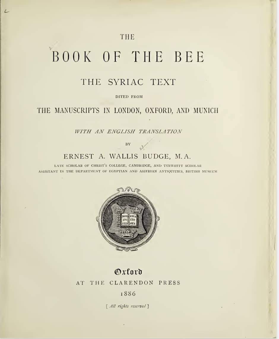The Book Of The Bee - Translated by E.A. Wallis Budge, M.A.