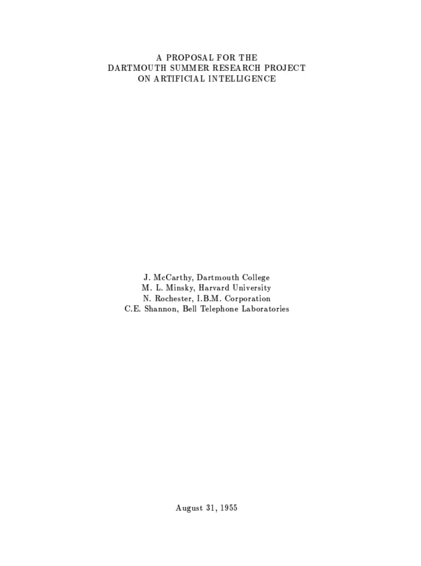 Dartmouth Summer Research Project On Artificial Intelligence