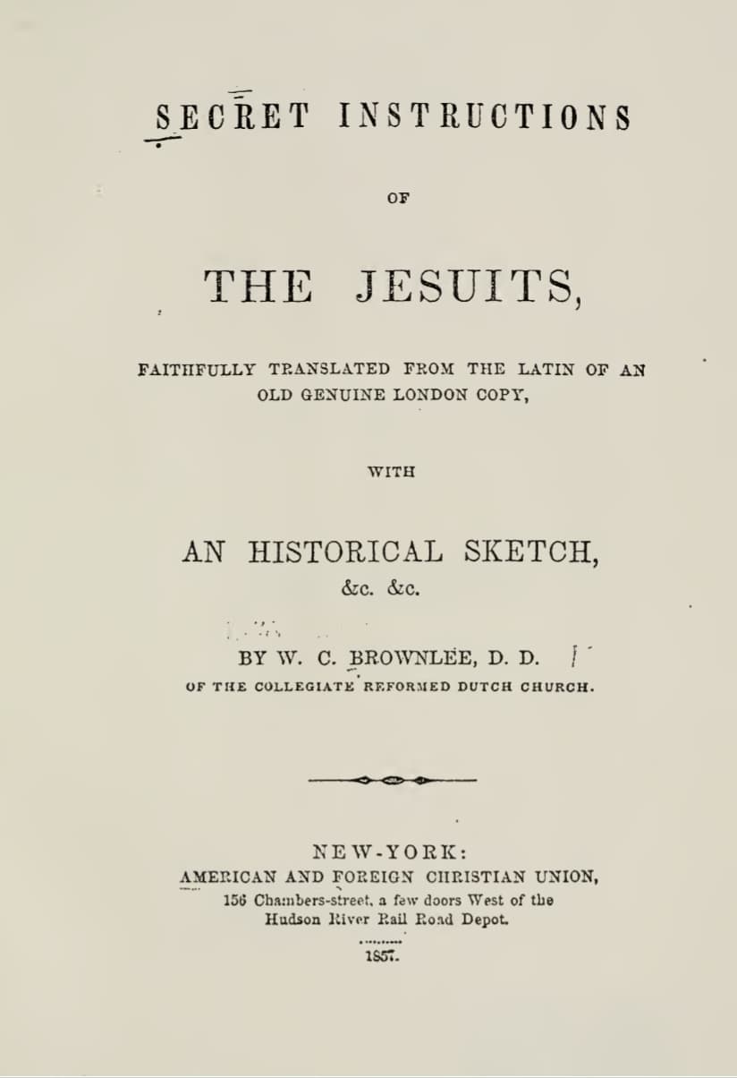 Secret Instructions Of The Jesuits