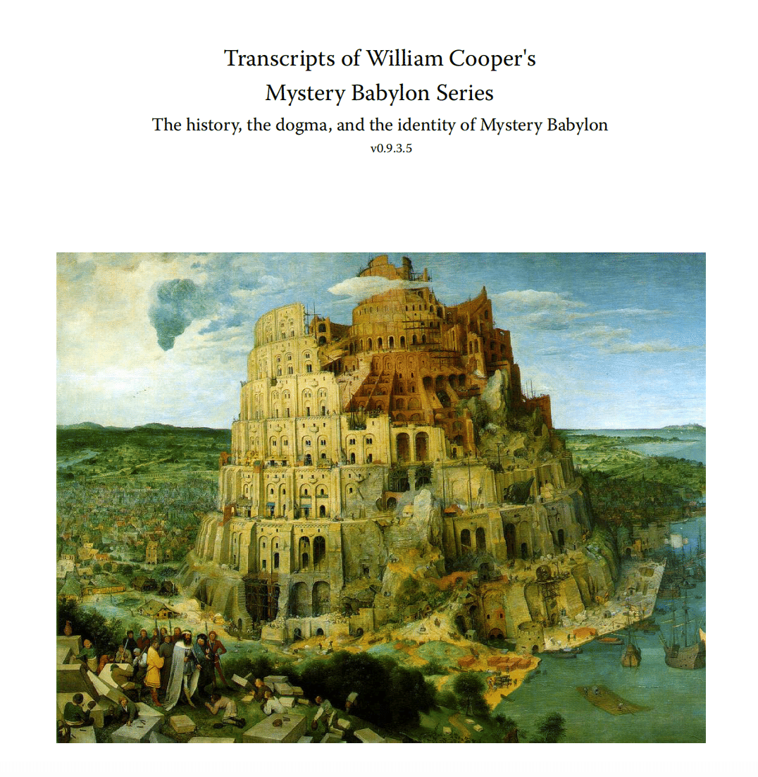 Bill Cooper's Mystery Babylon Series Transcripts