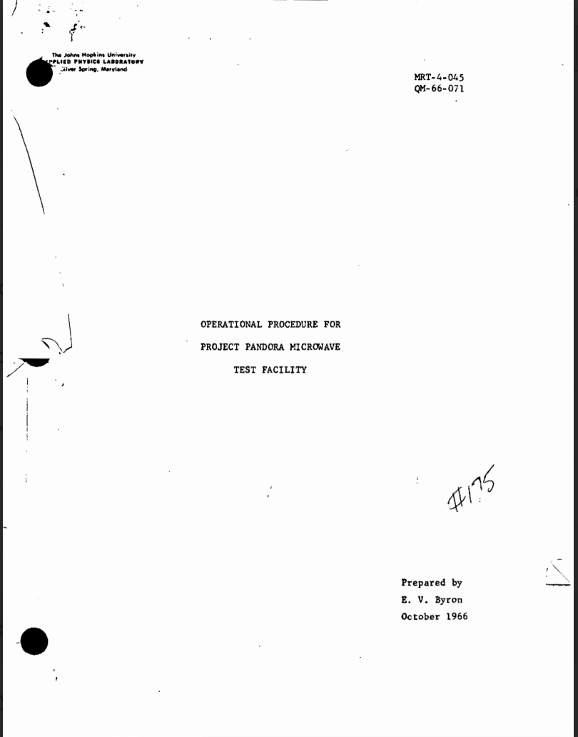 Project Pandora - Johns Hopkins University Applied Physics Laboratory