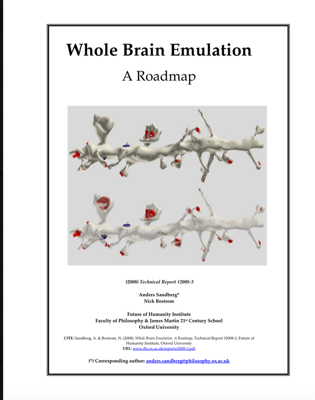 Whole Brain Emulation A Roadmap - Sandberg & Bostrom