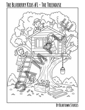 Coloring Page: The Blueberry Kids #1 - The Treehouse