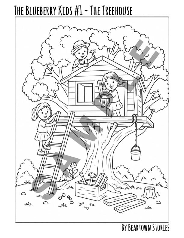 Coloring Page: The Blueberry Kids #1 - The Treehouse