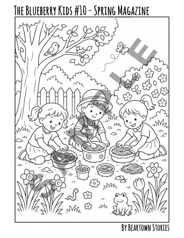 Coloring Page: The Blueberry Kids #10 - Spring Magazine