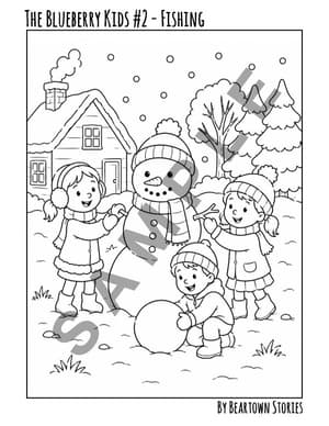 Coloring Page: The Blueberry Kids #5 - The Snowman