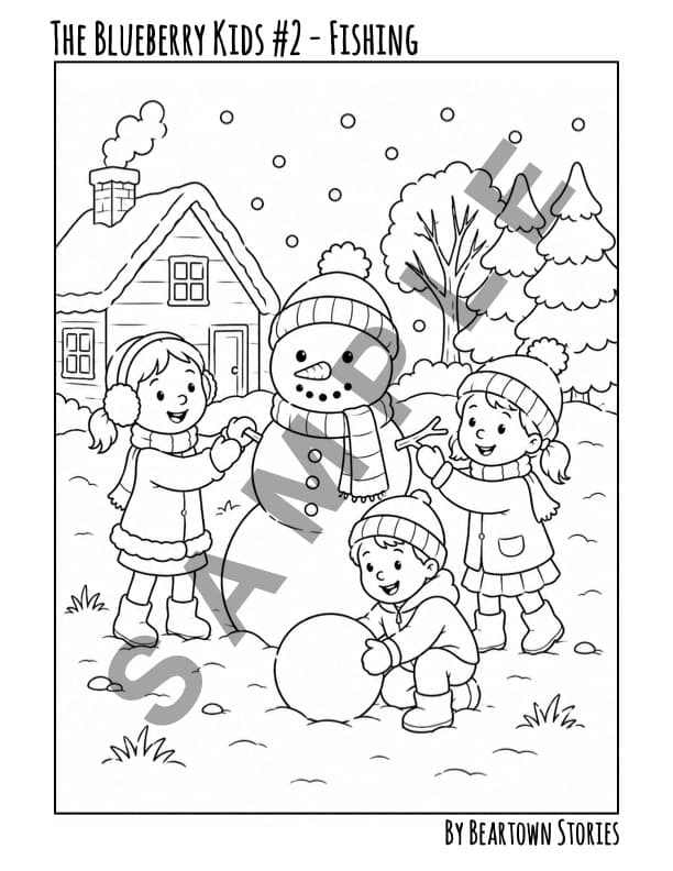 Coloring Page: The Blueberry Kids #5 - The Snowman