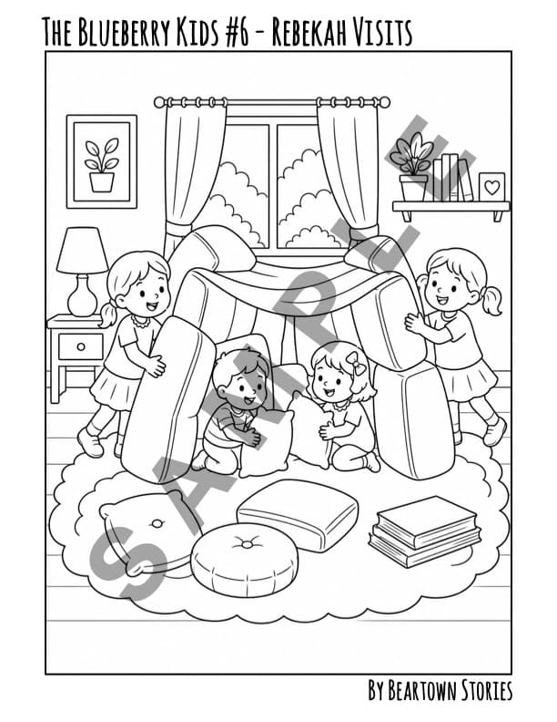 Coloring Page: The Blueberry Kids #6 - Rebekah Visits
